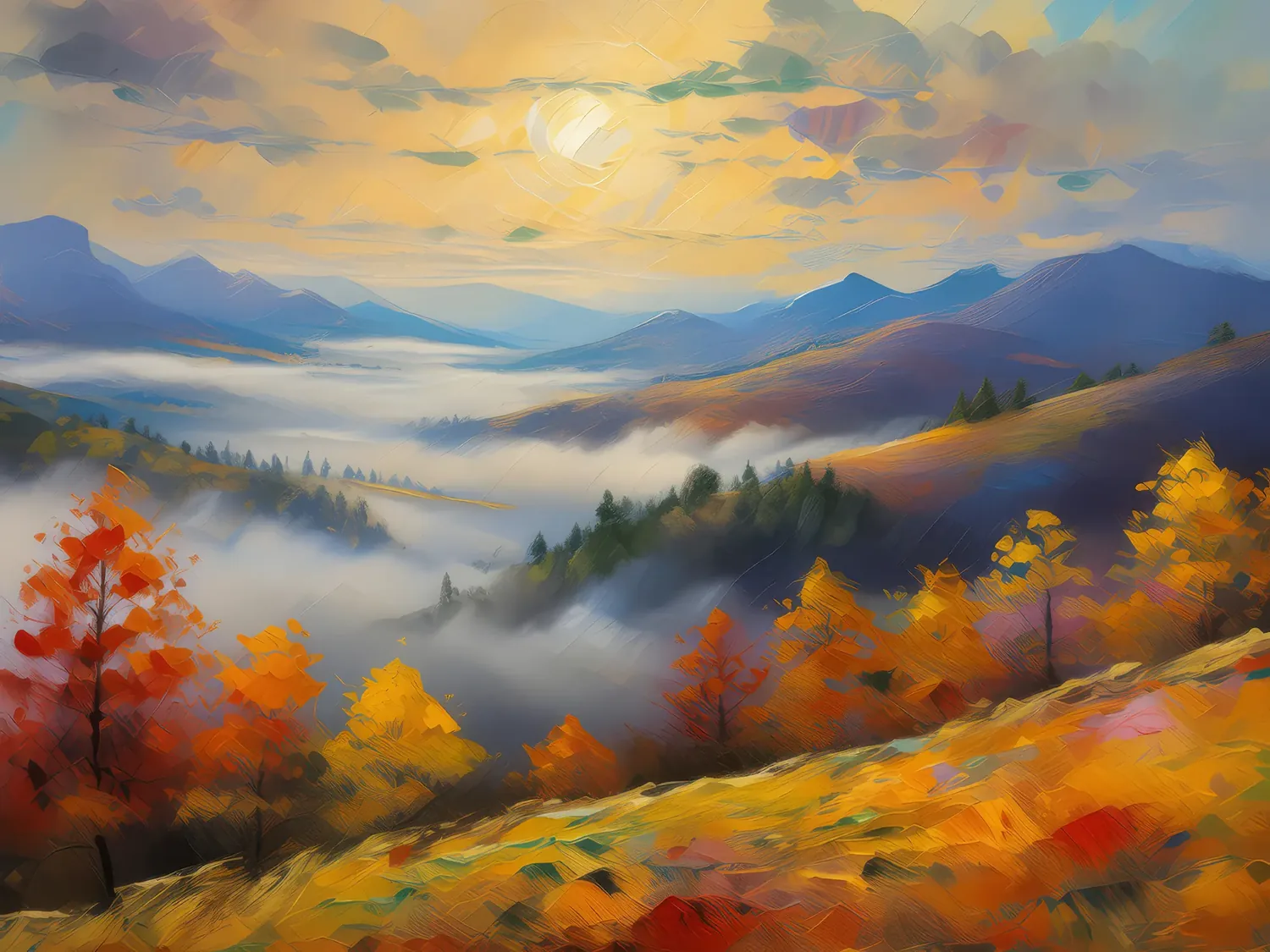 Painting: Autumn Fog on Plateau