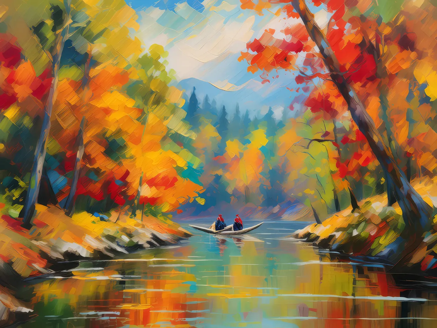 Painting: Autumn River Canoe Trip