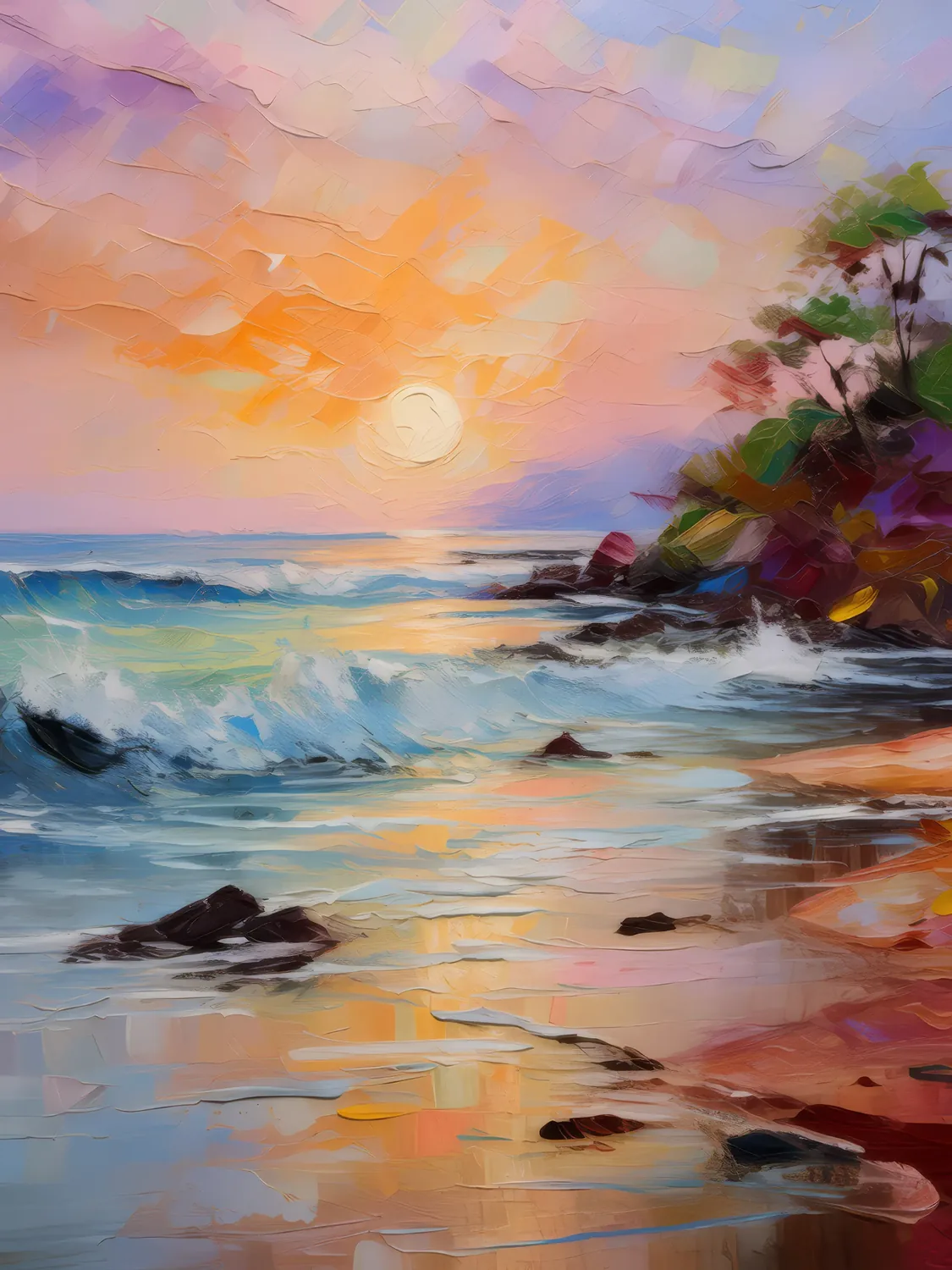 Painting: Calm Beach Sunrise