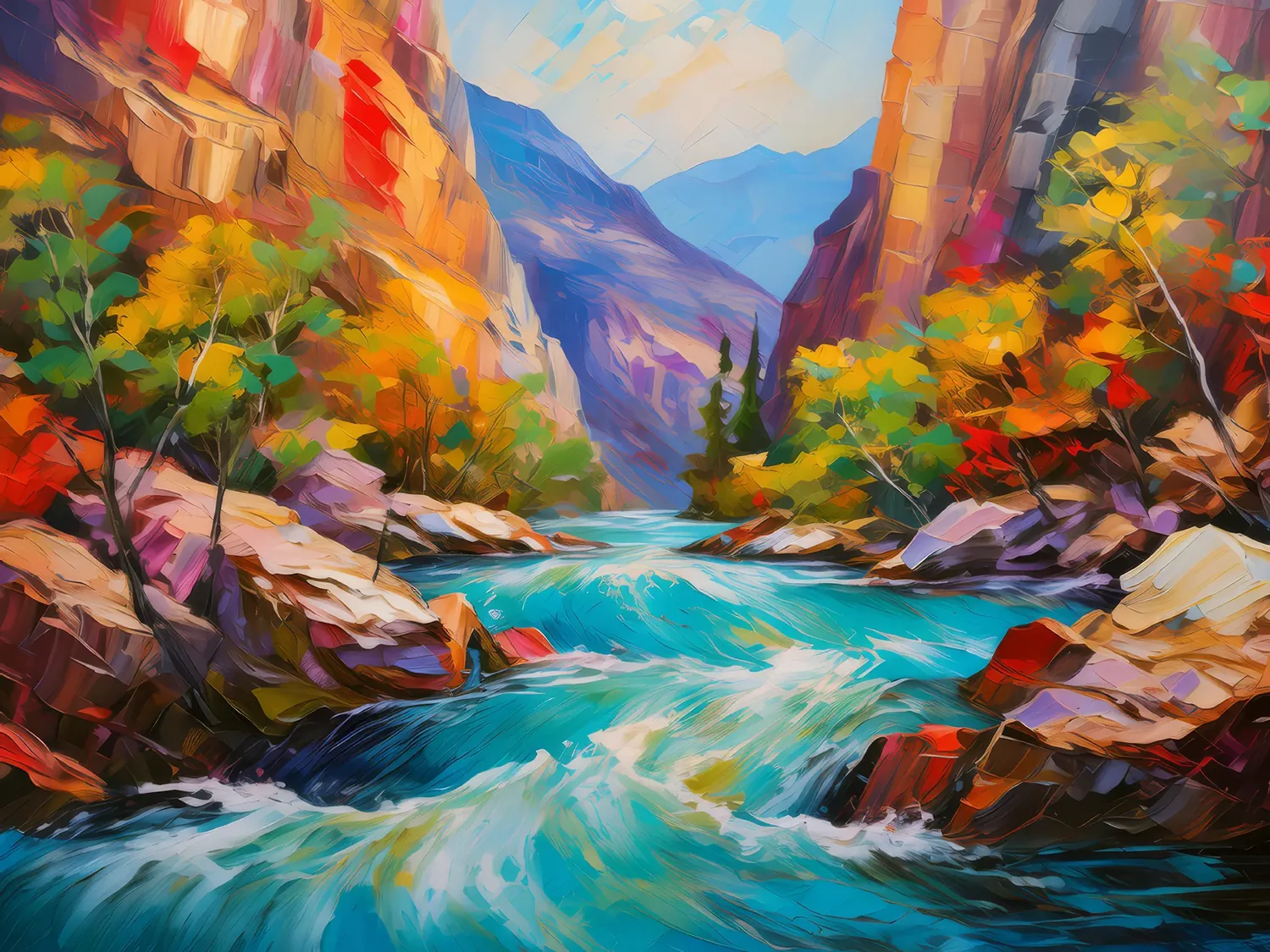 Painting: Canyon River Rapids