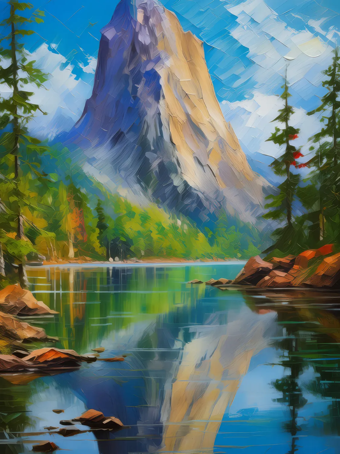 Painting: Crag Reflected in Lake