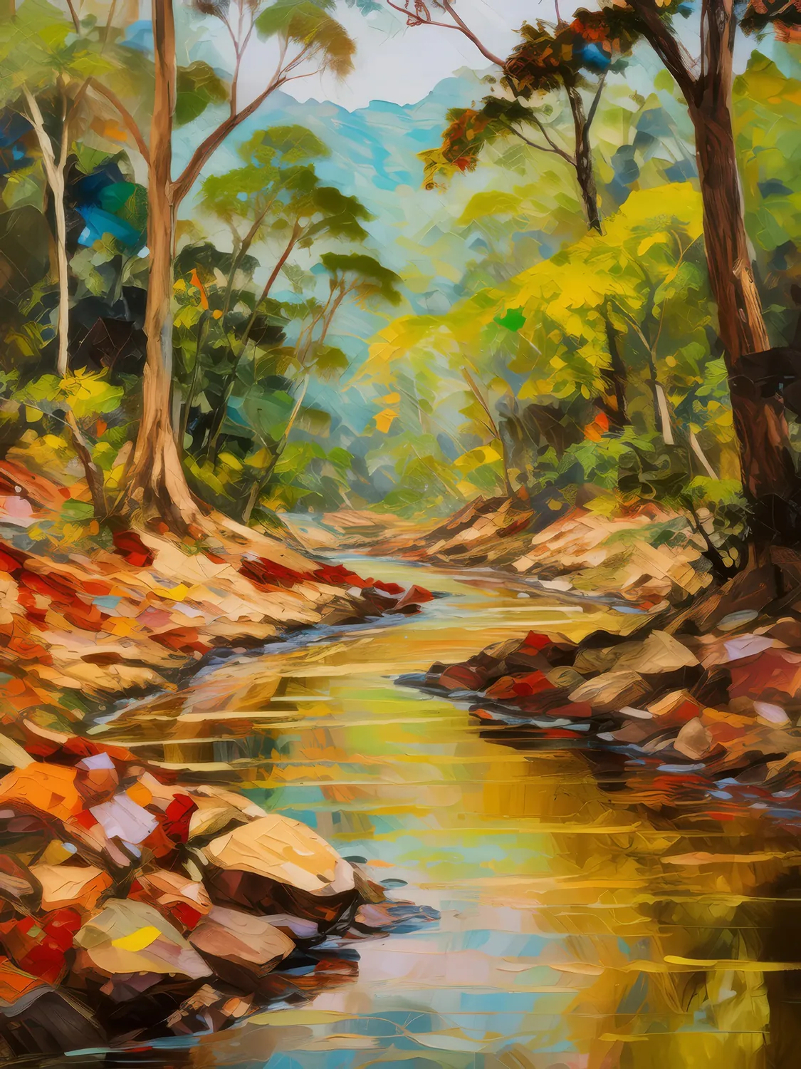 Painting: Dry Forest Creek Bed