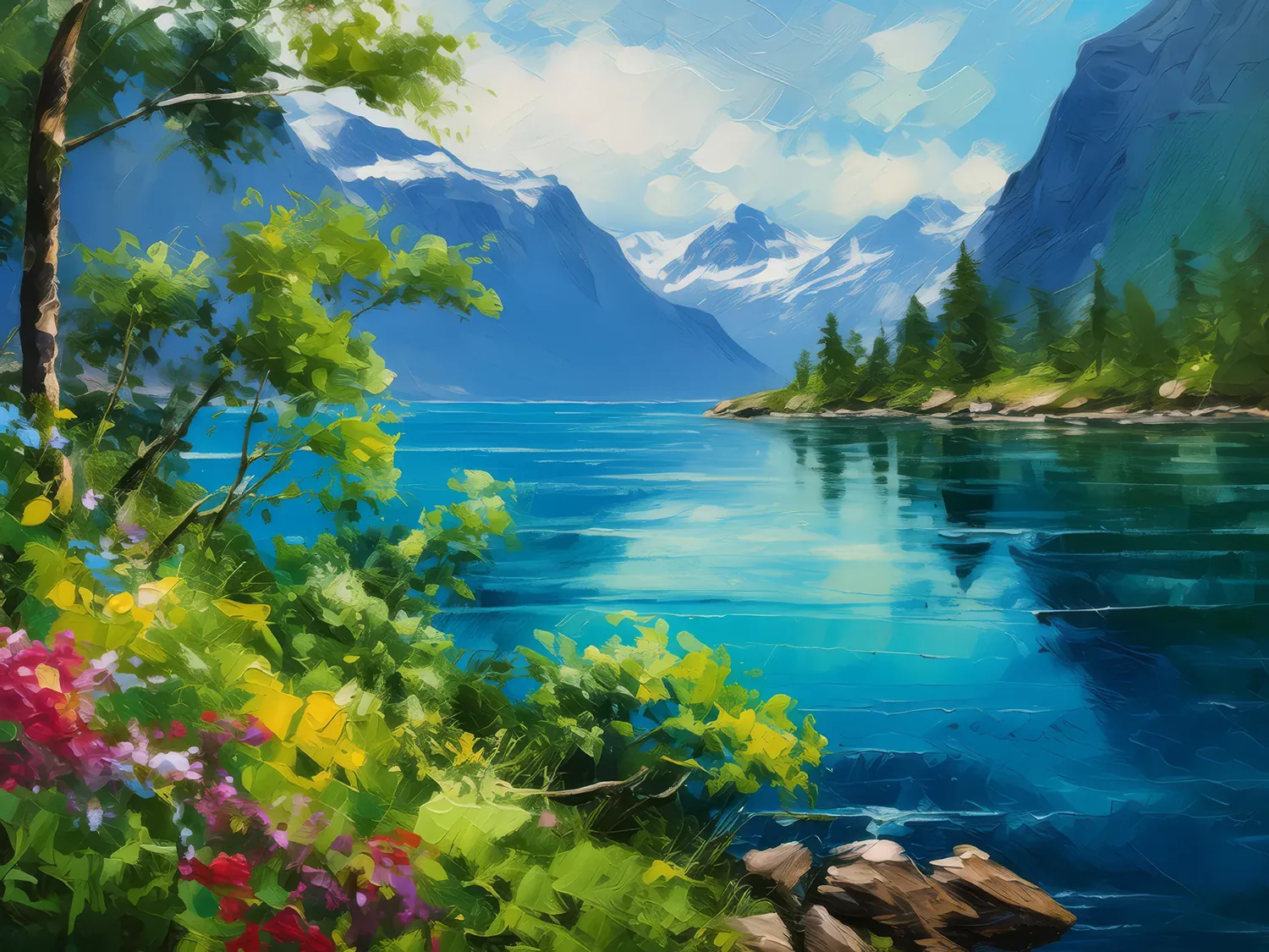 Painting: Fjord’s Lush Green Summers