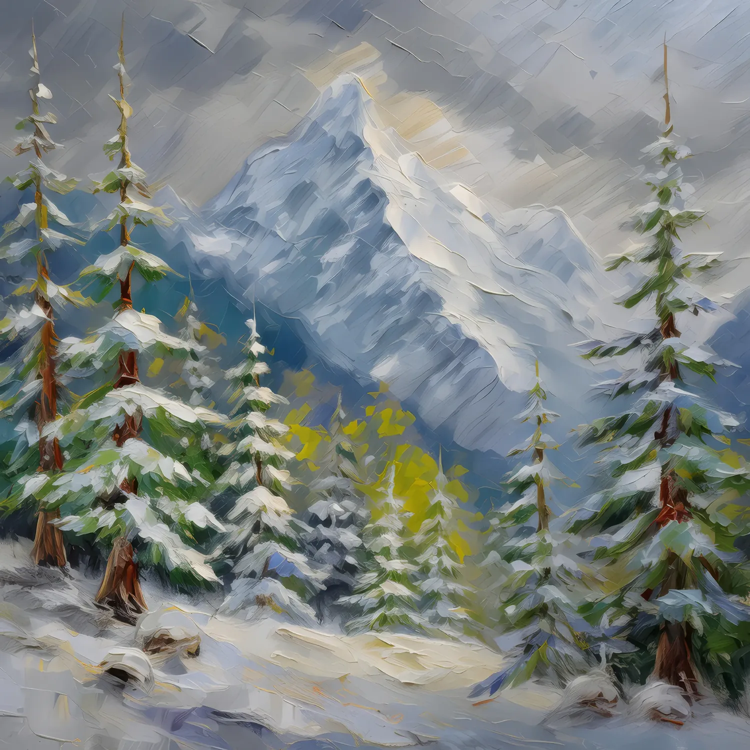 Painting: Forests of Alpine Winter