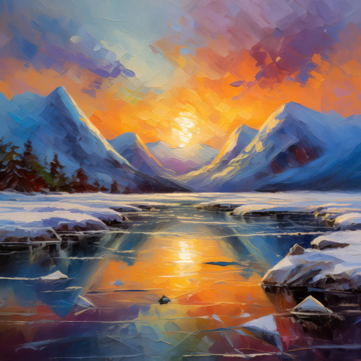 Painting: Frozen Tundra Lakescape