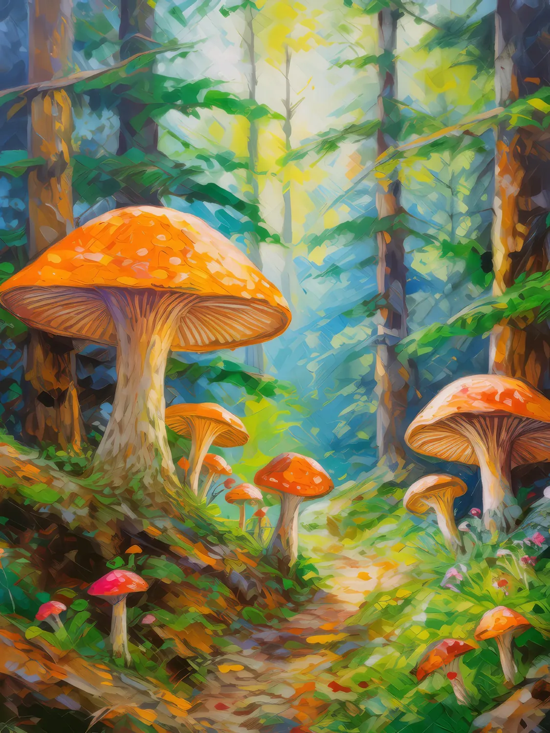 Painting: Fungal Life in Boreal Undergrowth