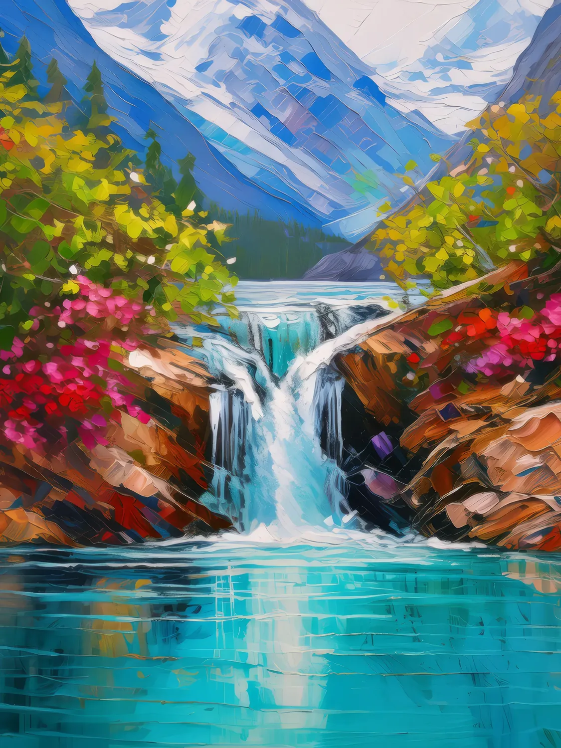 Painting: Glacier Edge Waterfall