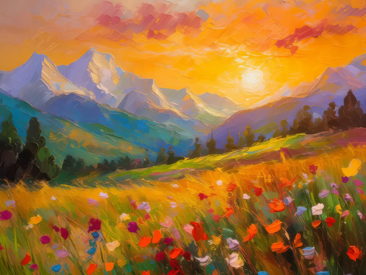 Painting: Golden Hour in the Alps