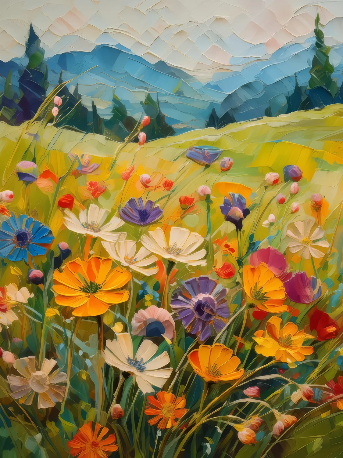 Painting: Grassland Wildflower Tapestry
