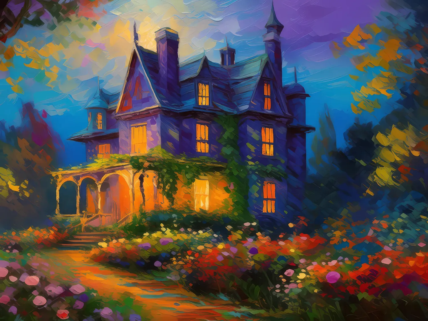 Painting: Haunted Victorian Mansion