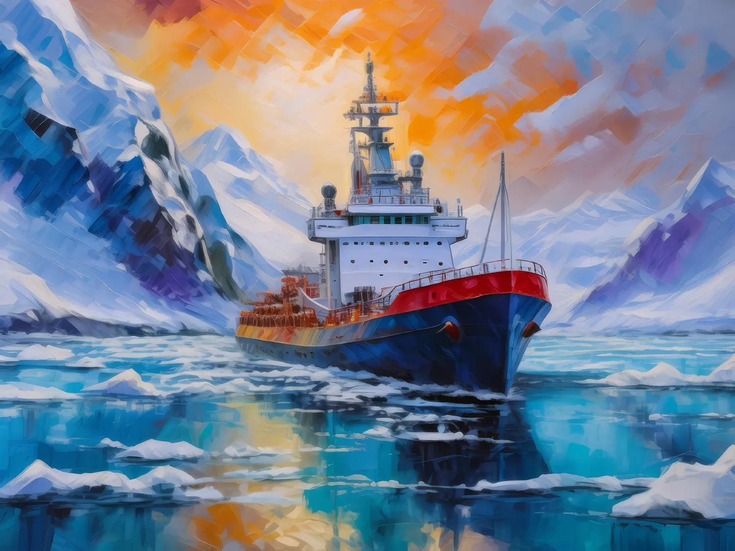 Painting: Icebreaker Ship Journey