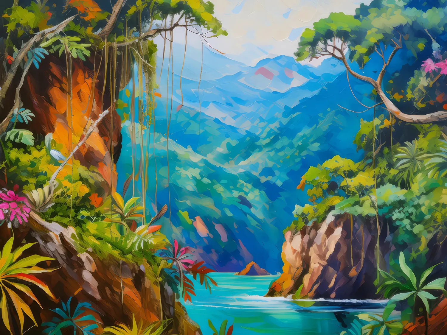 Painting: Jungle Cliff Chasm