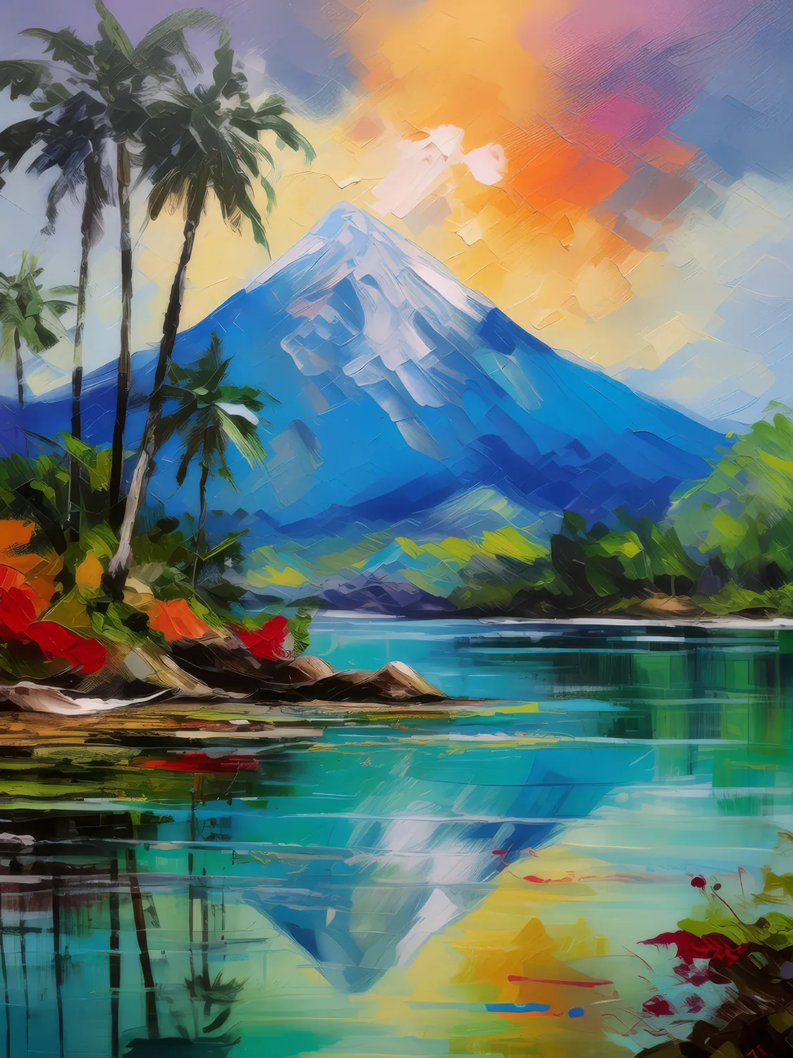 Painting: Lagoon by Mountain Foot