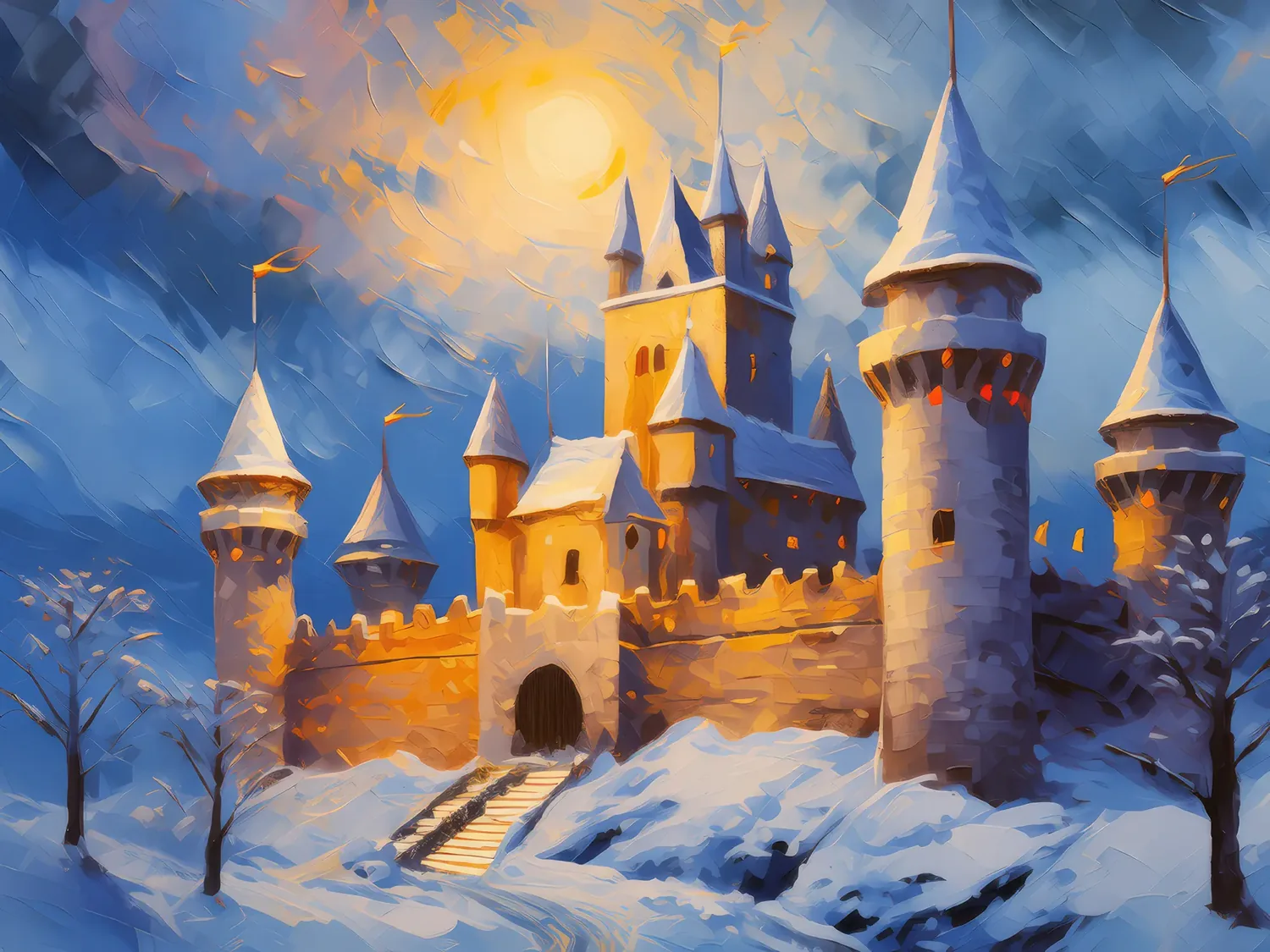 Painting: Medieval Castle Winter