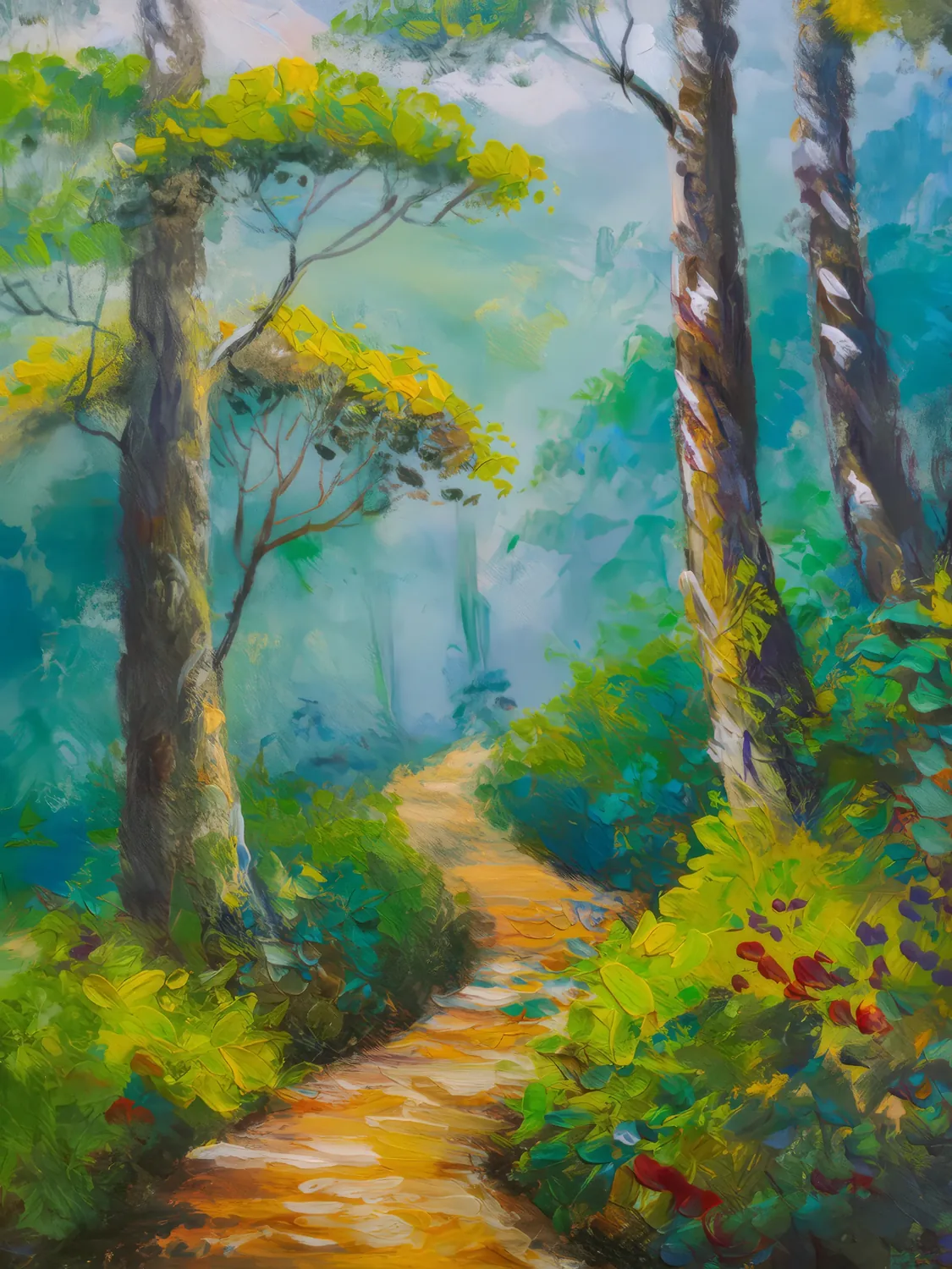 Painting: Misty Rainforest Path