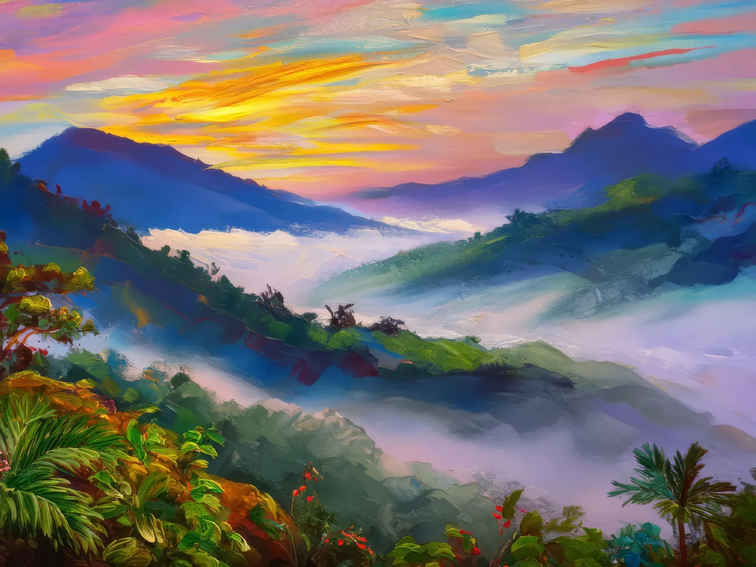 Painting: Mountain Mist at Dawn