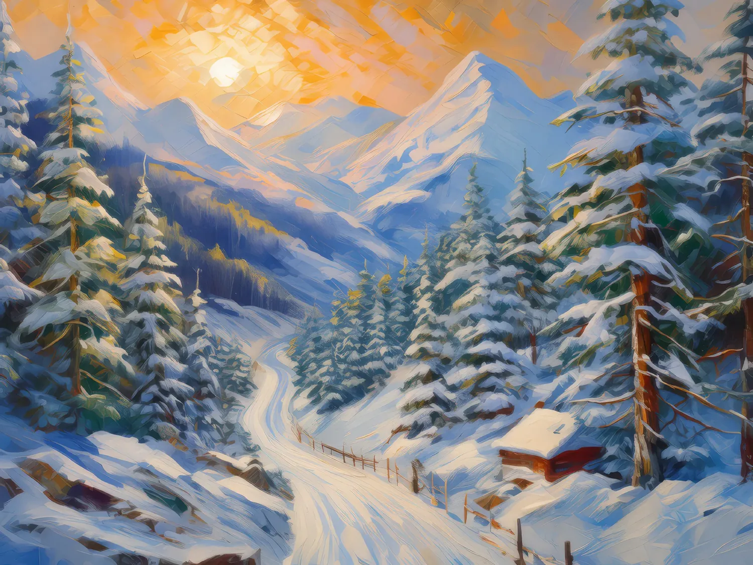 Painting: Mountain Pass in Winter