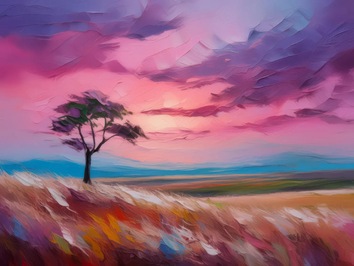 Painting: Peaceful Prairie at Dusk