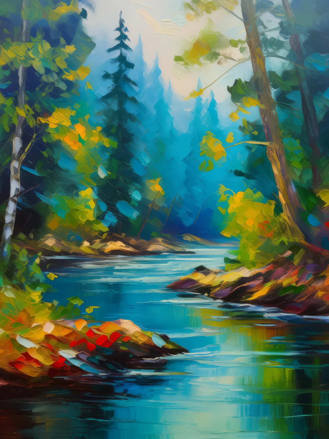 Painting: River’s Serenade in the Jungle