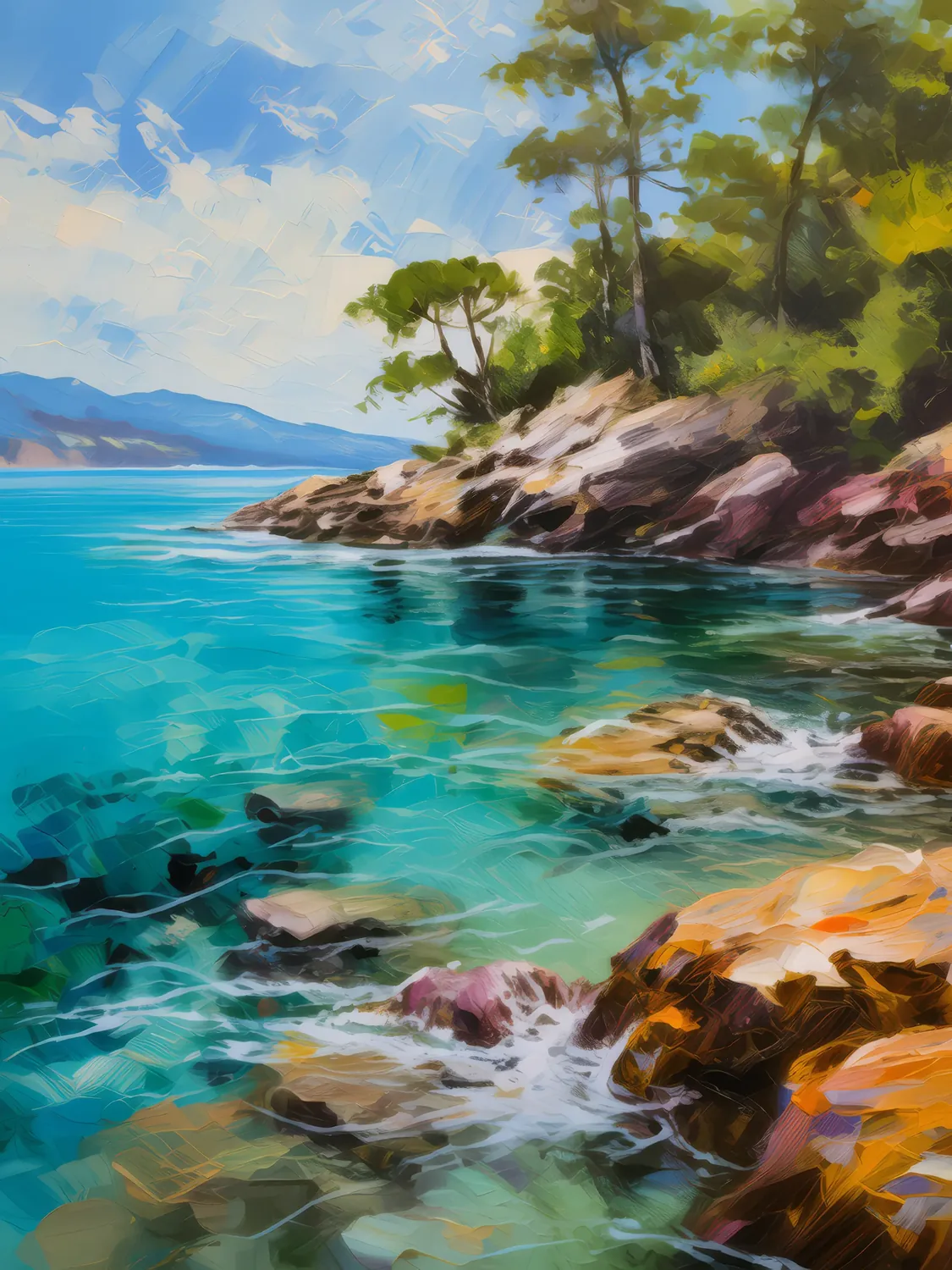 Painting: Rocky Lagoon Shore