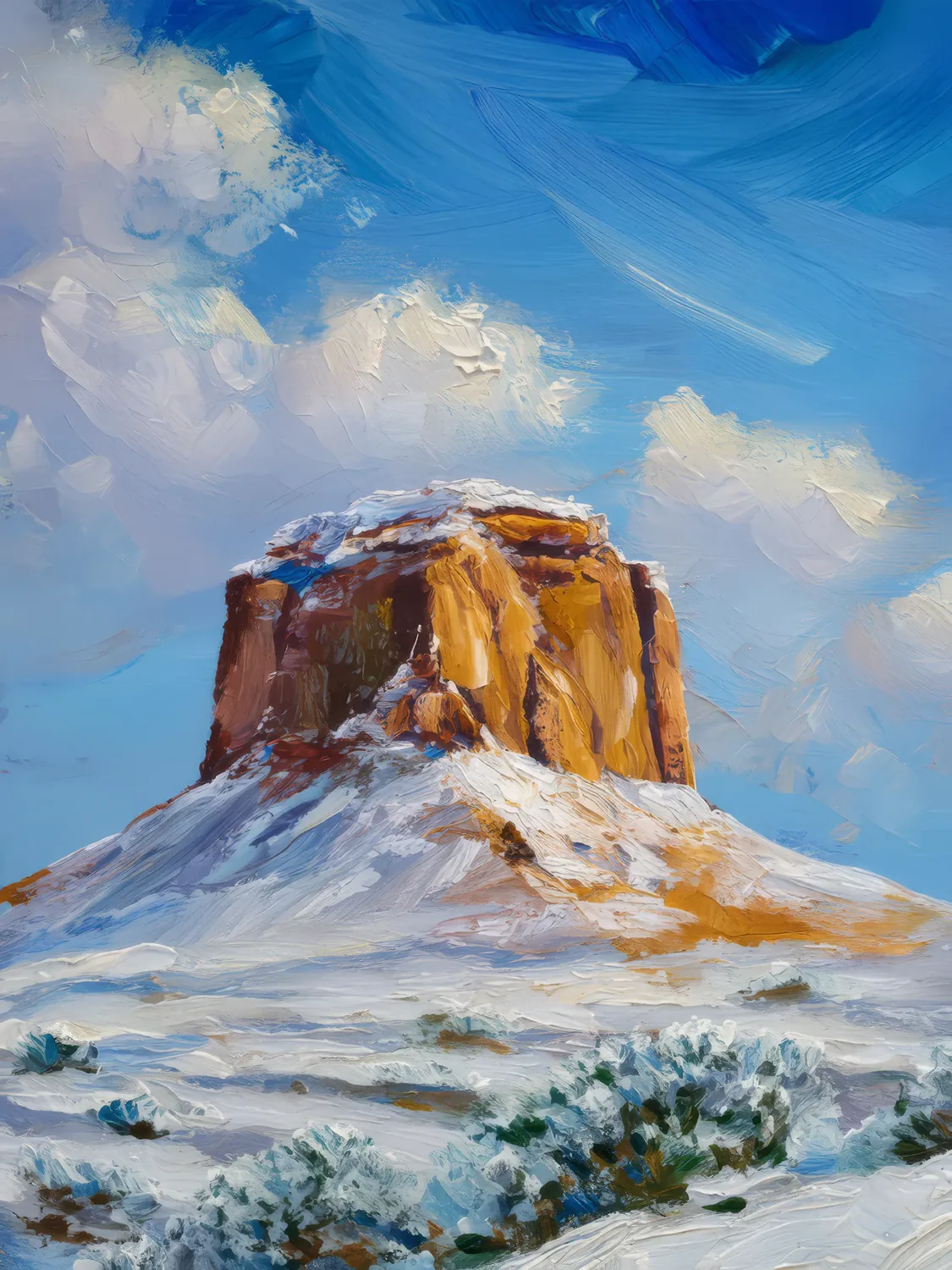 Painting: Snow-Covered Mesa Peak