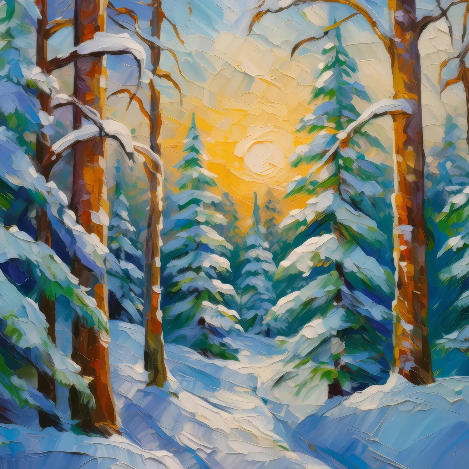 Painting: Snow-Laden Trees