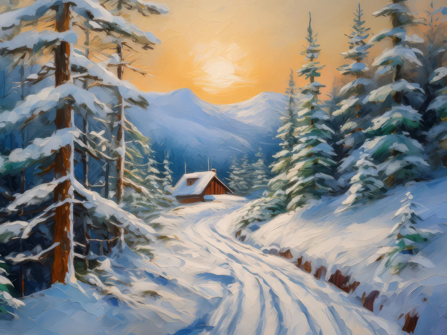 Painting: Snowy Backcountry Trail