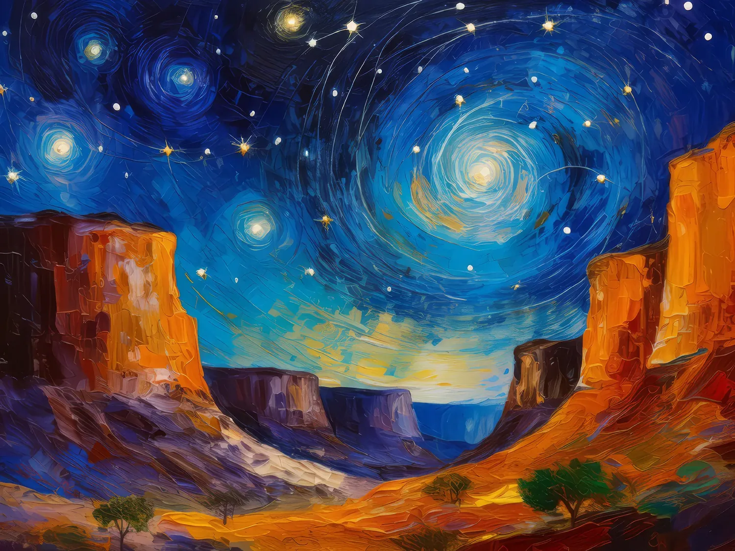 Painting: Starlit Desert Chasm