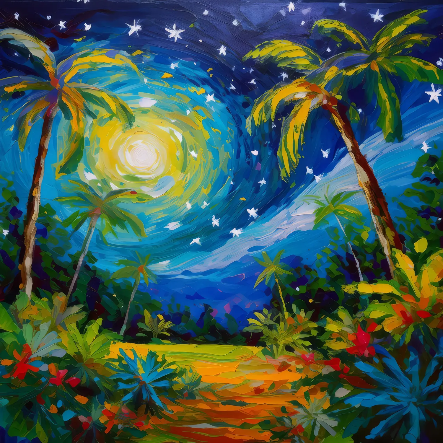 Painting: Starlit Jungle Clearing