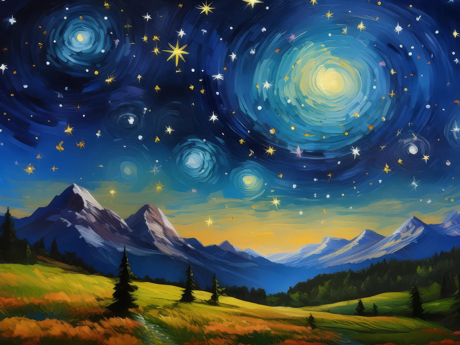 Painting: Starlit Plateau Night