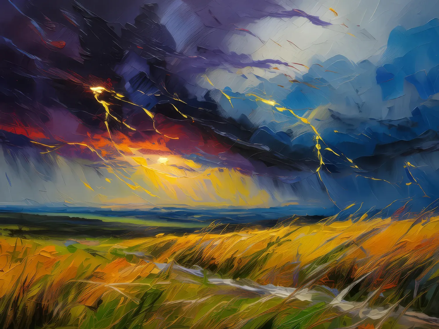 Painting: Storm Over Grassland