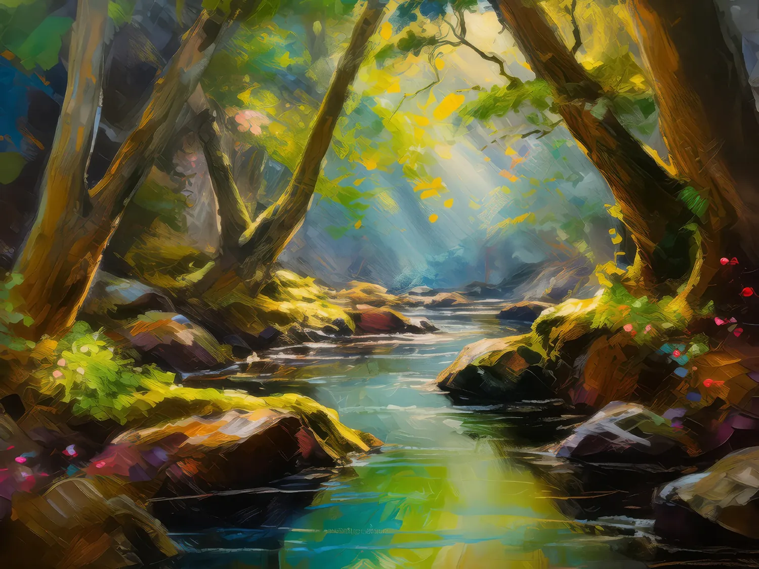 Painting: Sunlit Forest Grotto