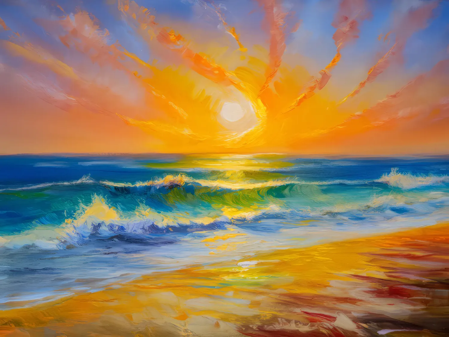 Painting: Sunset Mirage over Ocean Desert
