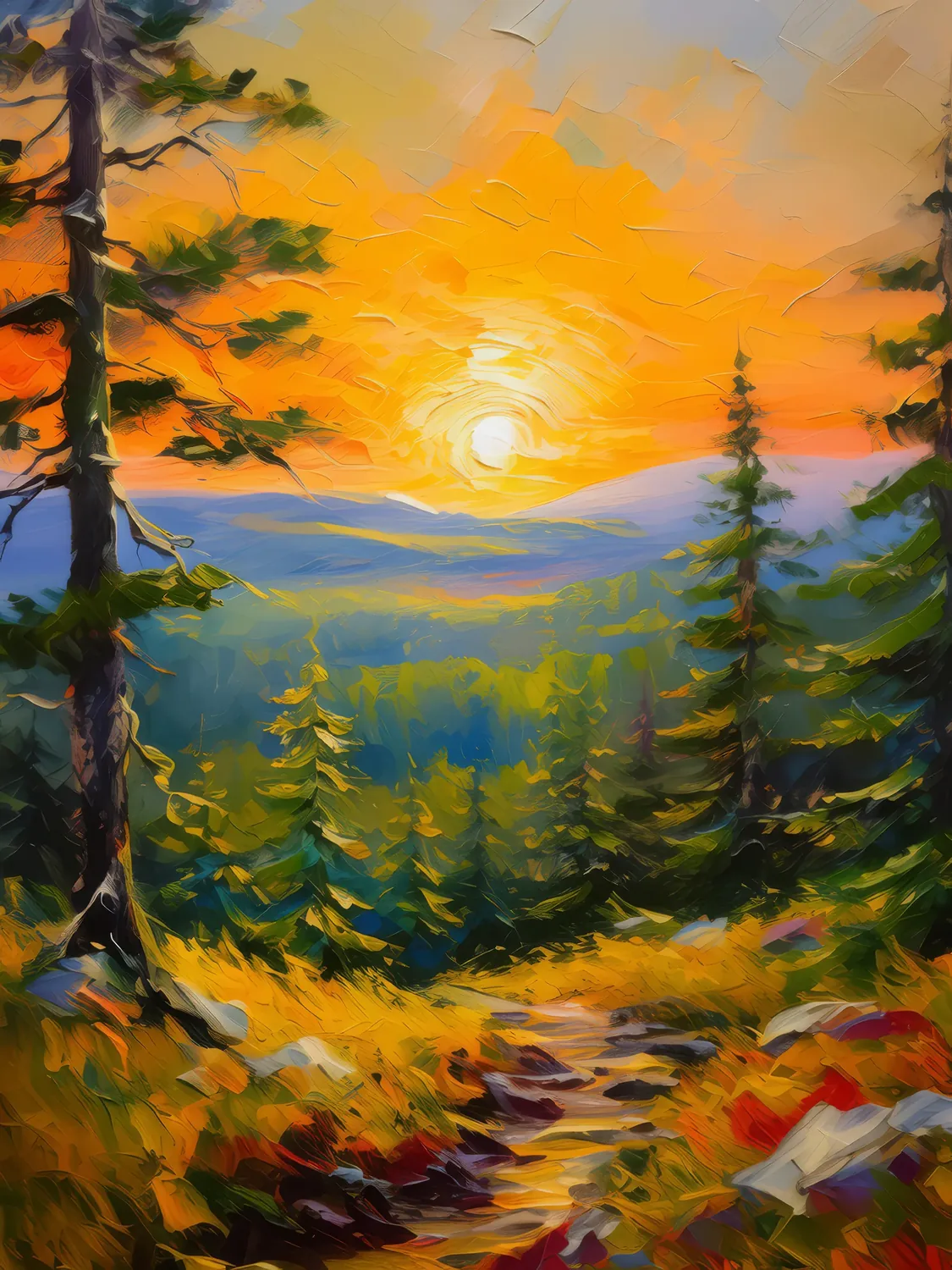Painting: Sunset Over Boreal Hills