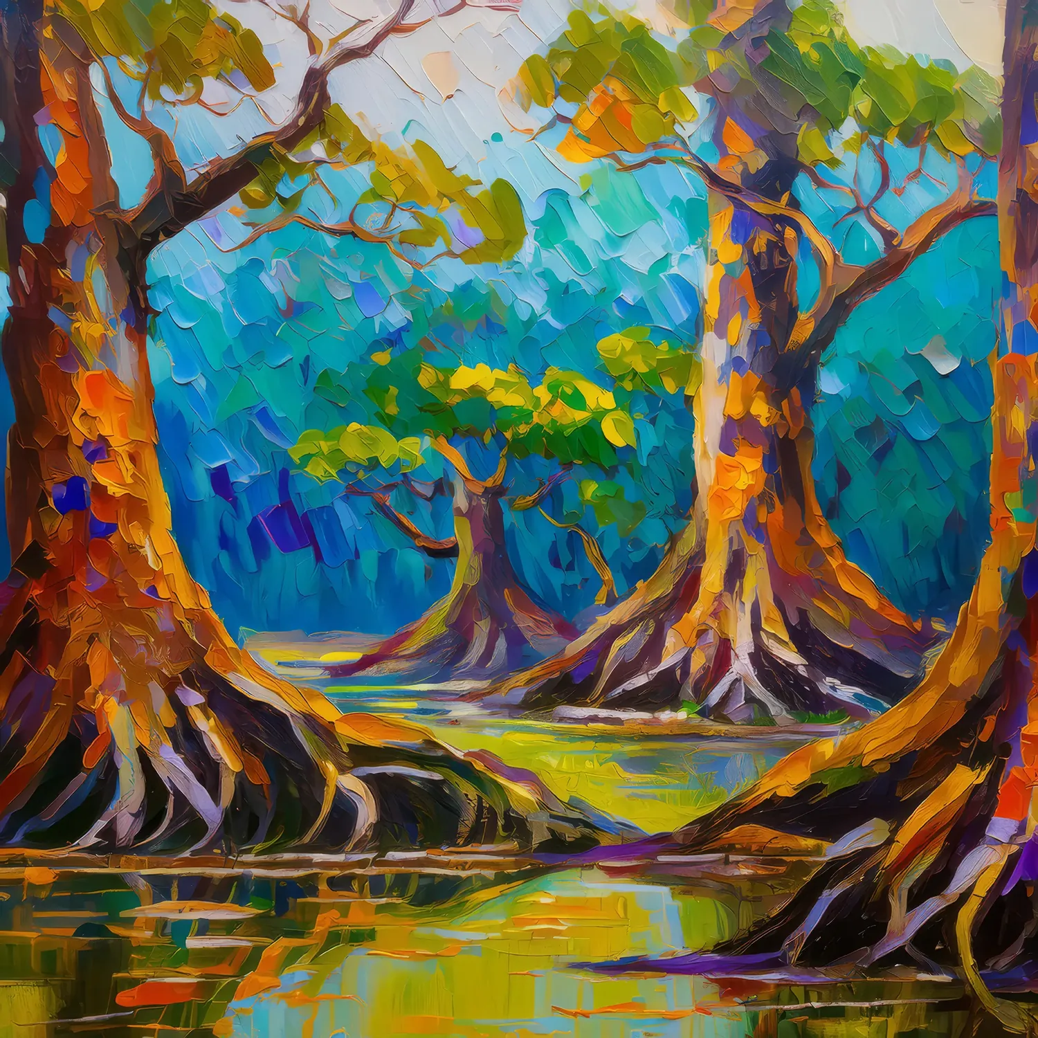 Painting: Swamp Ancient Trees