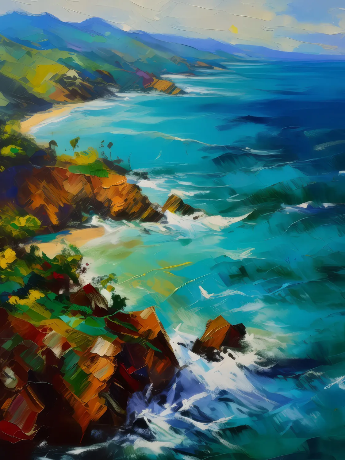 Painting: Tropical Ocean Aerial View