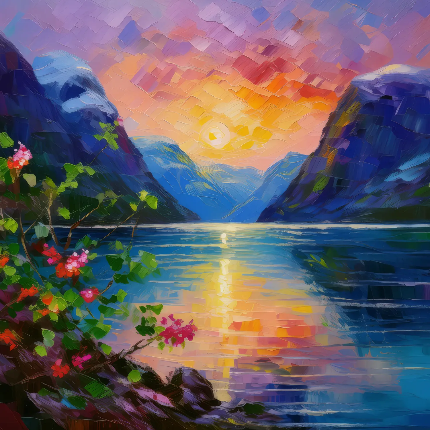 Painting: Twilight Serenity at the Fjord