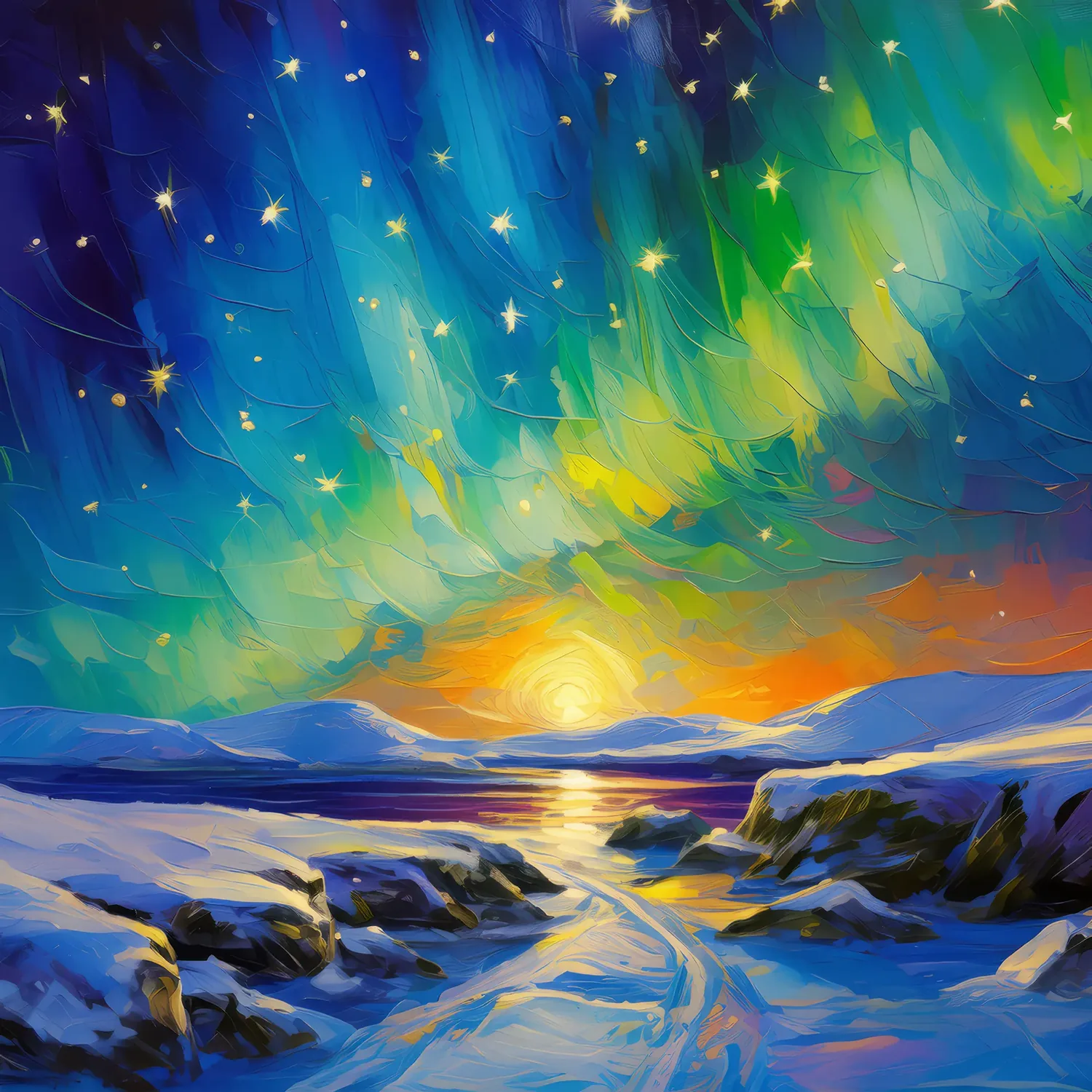 Painting: Under the Aurora’s Glow