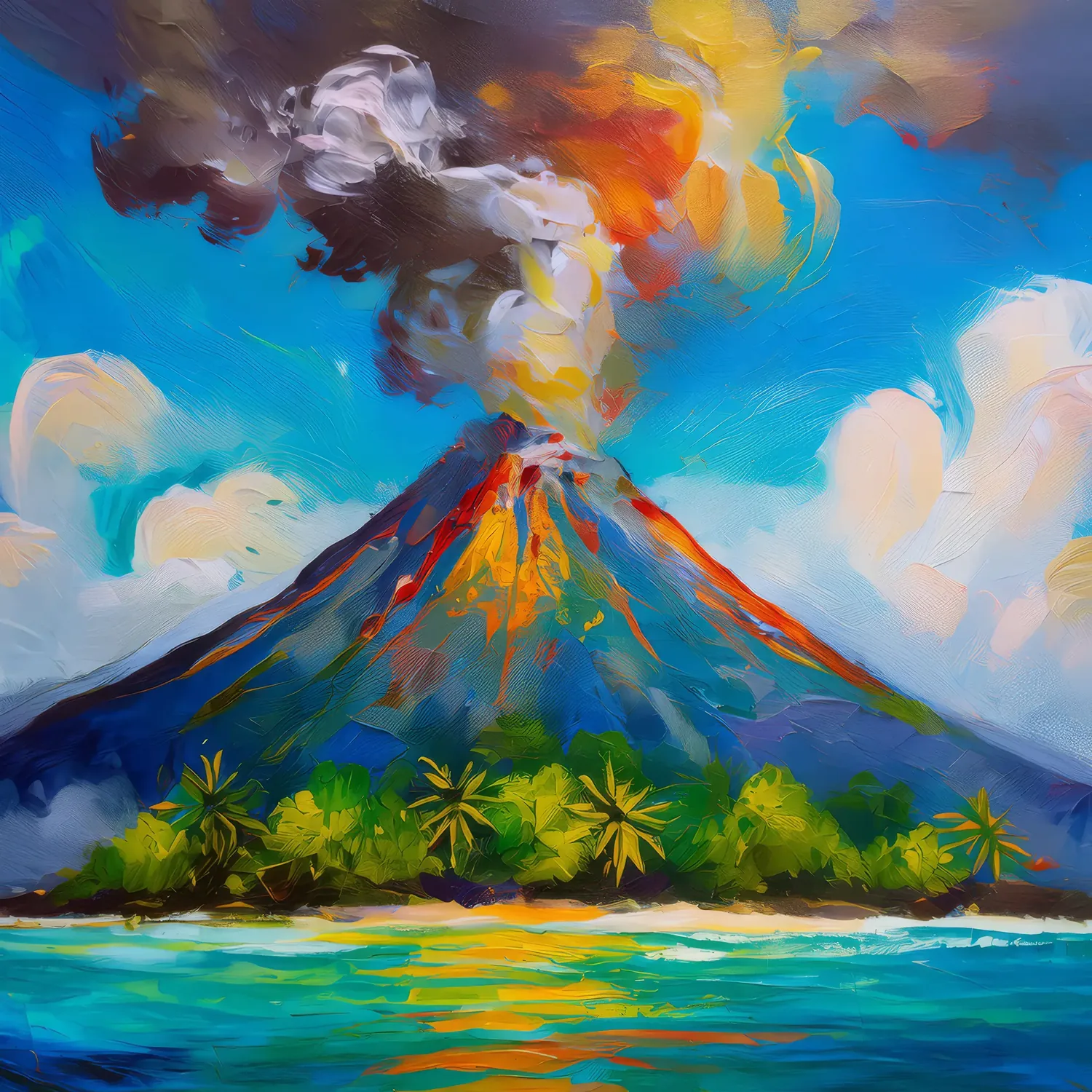 Painting: Volcano Amongst the Clouds