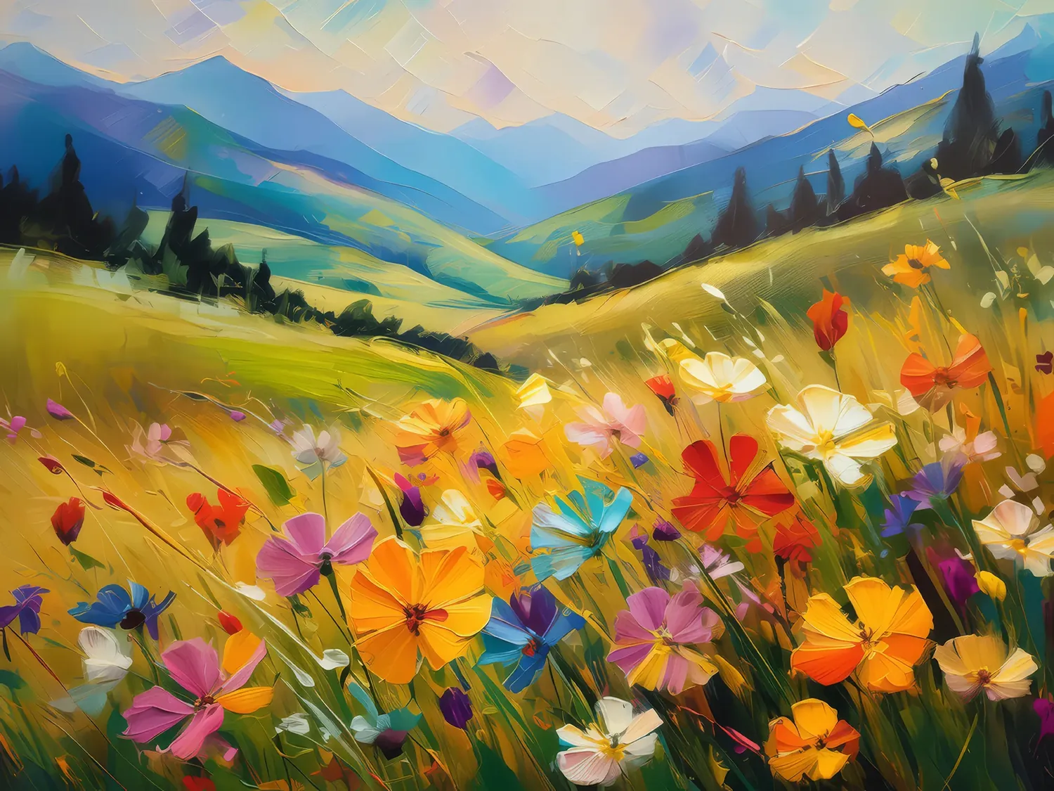 Painting: Wildflowers in Meadow