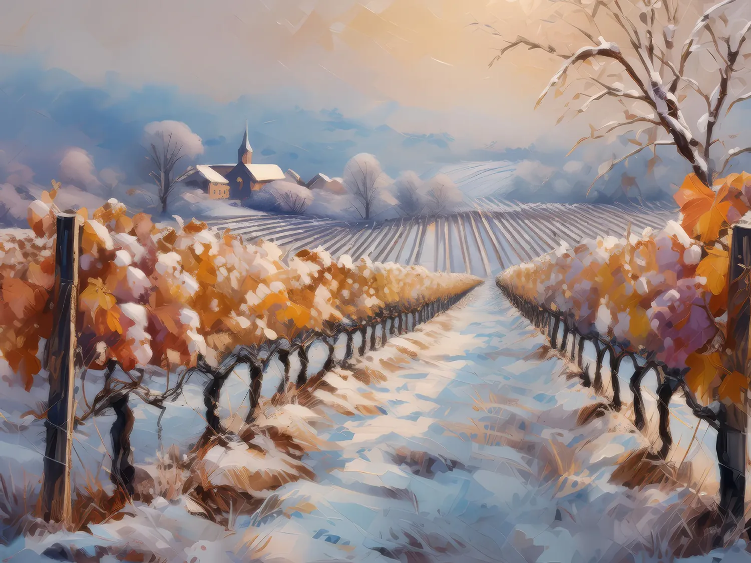 Painting: Winter Vineyard Frost