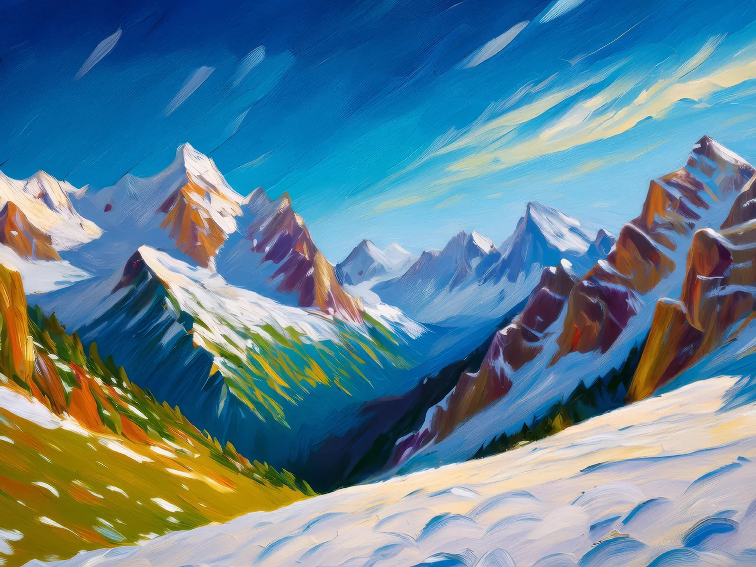 Painting: Winter’s Alpine Majesty