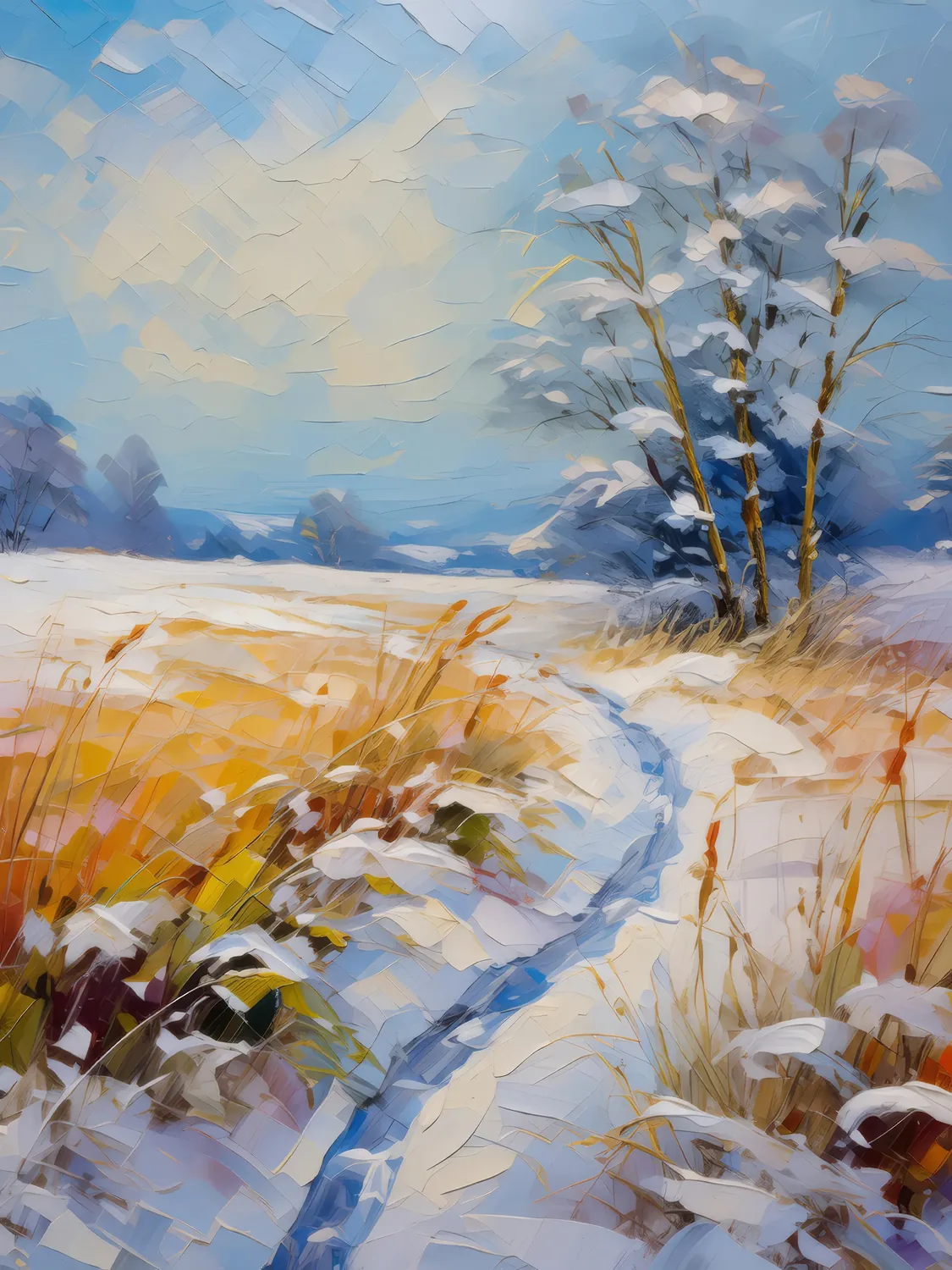Painting: Winter’s Touch on Grassland