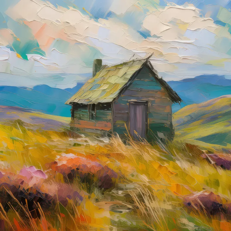 Painting: Abandoned Cabin on Moor