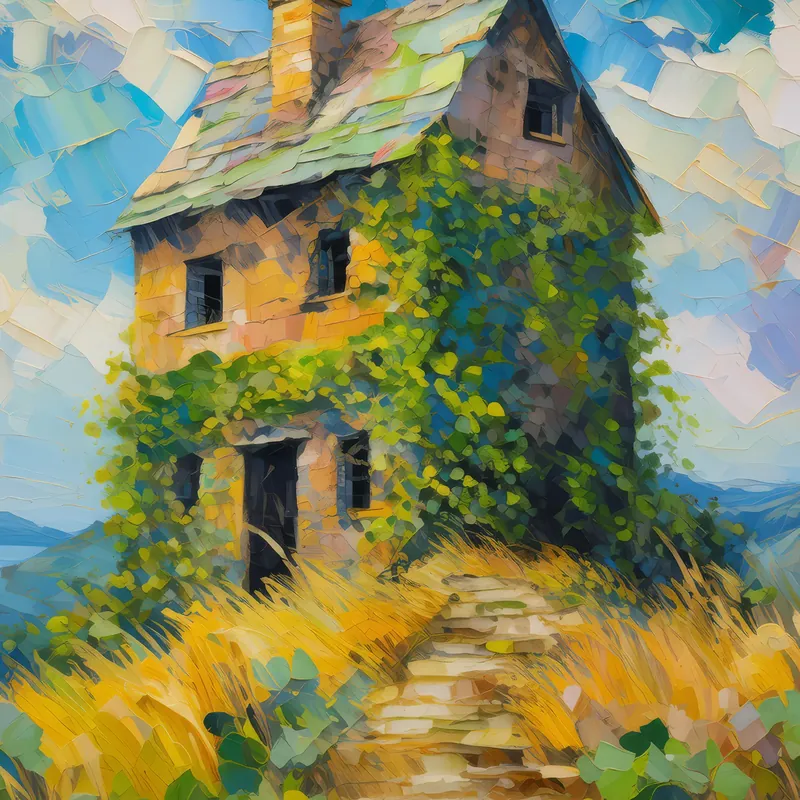 Painting: Abandoned Mill on the Hill