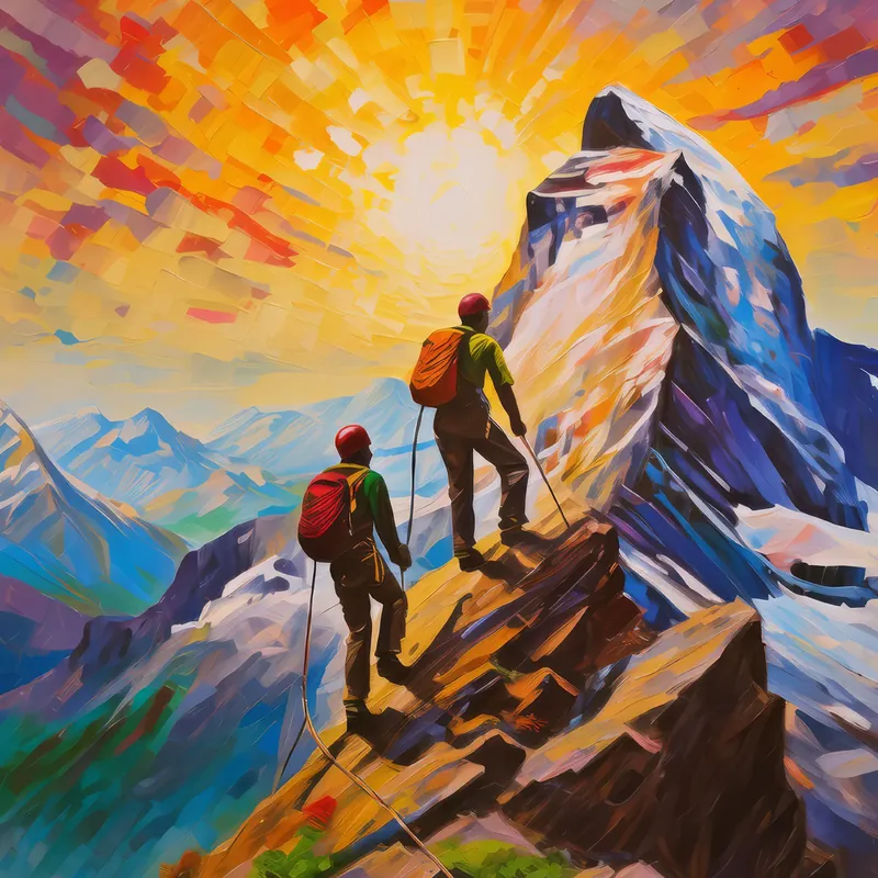 Painting: Alpine Climbers at Dawn