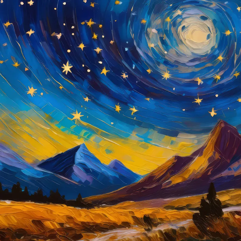 Painting: Alpine Desert Under Starlight