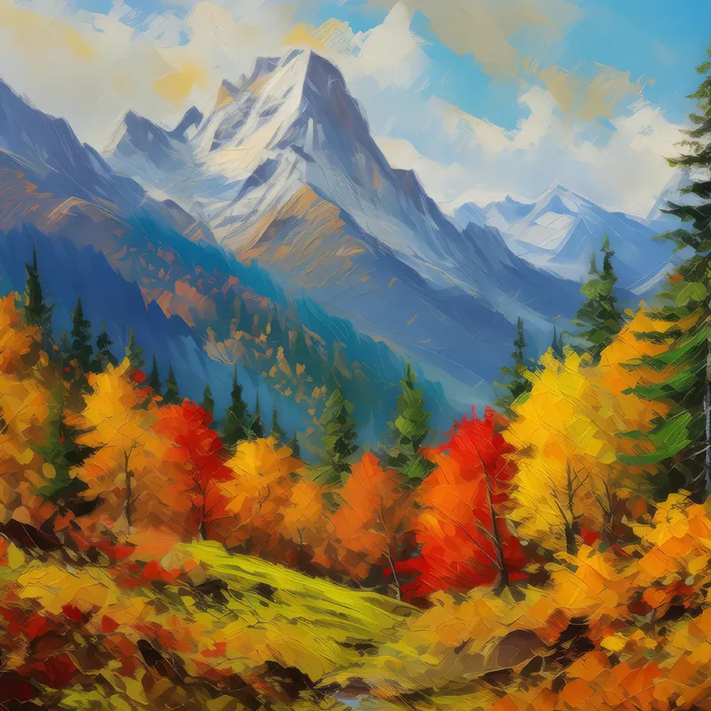 Painting: Alpine Forest in Autumn