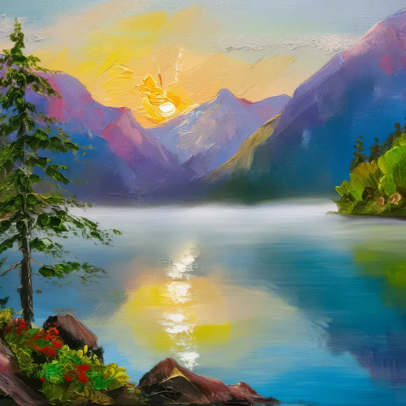 Painting: Alpine Lakeside Morning
