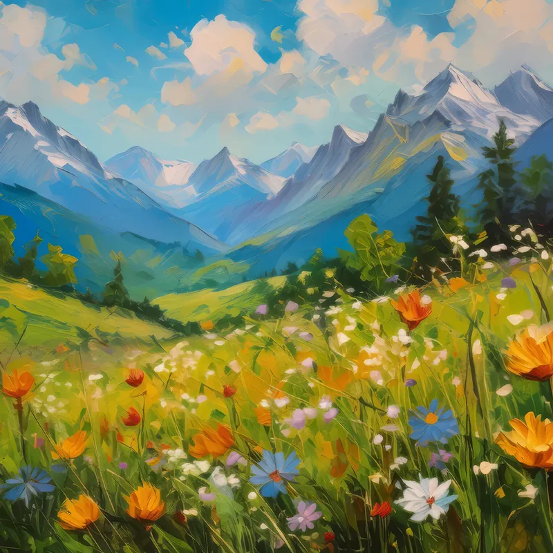 Painting: Alpine Meadow’s Serenity